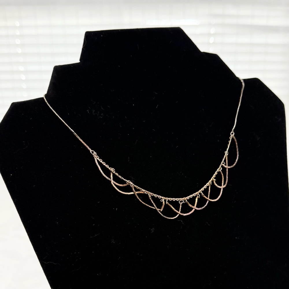 Vintage Sterling Silver 925 Cascading Teardrop Bib Necklace